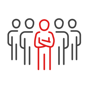 Leadership among group icon—figure leading others, Performance Edge